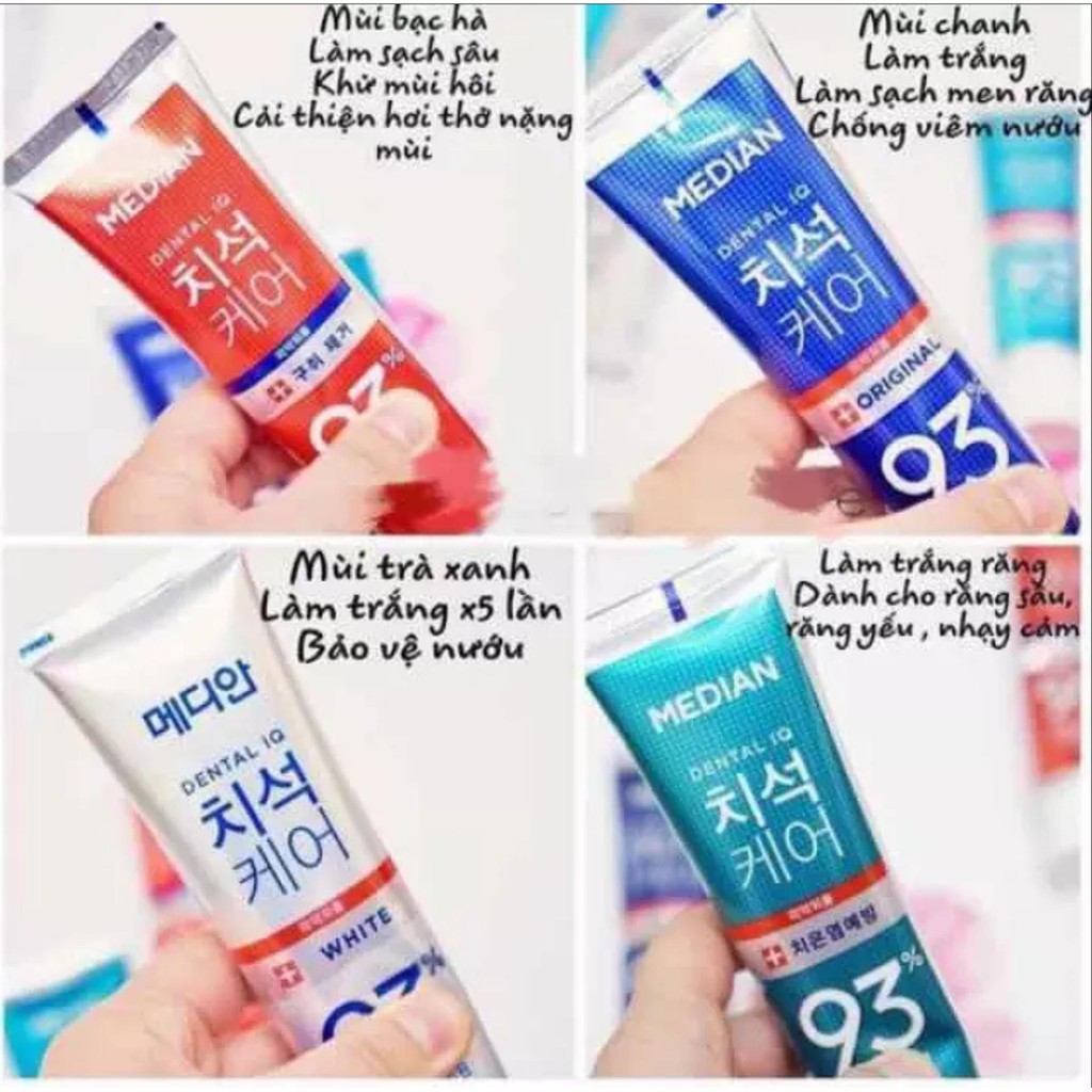 Kem đánh răng Median xanh, đỏ hoặc trắng 93% Toothpaste Hàn Quốc 120g