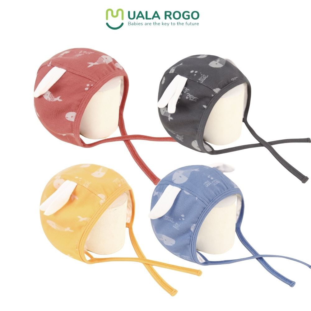 mũ buộc dây sơ sinh tai thỏ nỉ Ualarogo