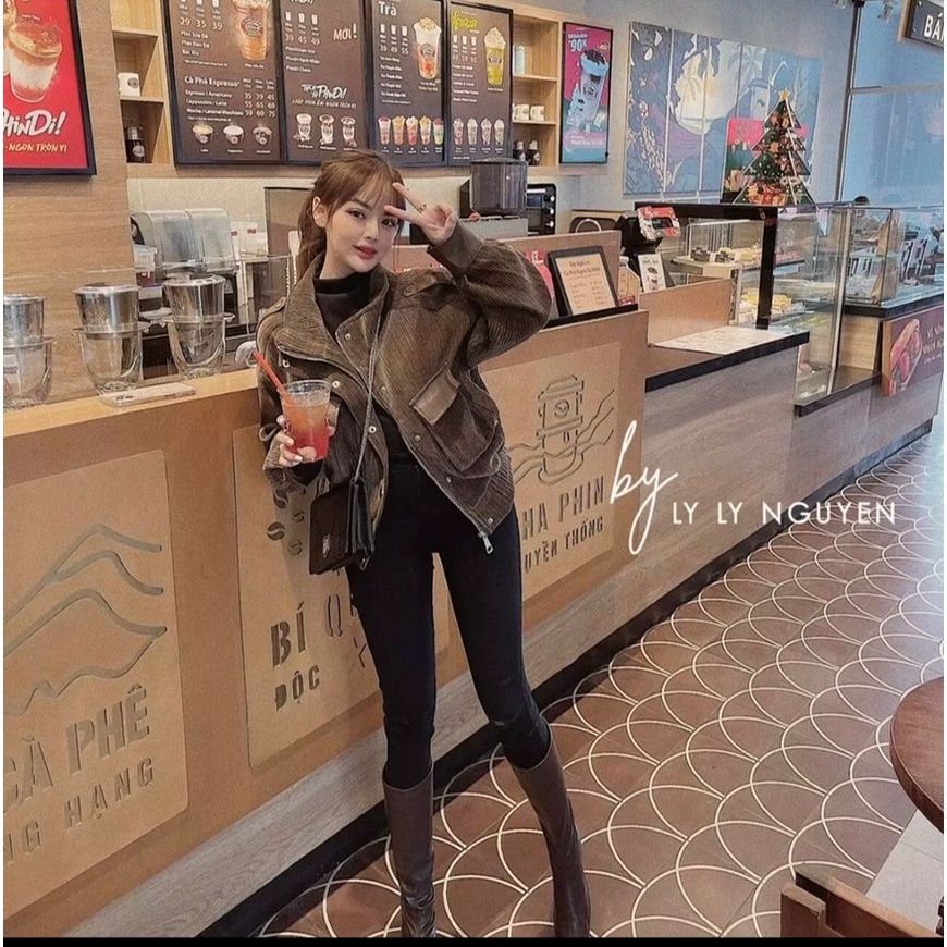 Áo Khoác Blazer Nhung Túi Ngực Màu Nâu Cúc Bấm, Bo Chun Chuẩn Ảnh | BigBuy360 - bigbuy360.vn