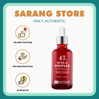 Tinh chất Dưỡng trắng mờ thâm Histolab 47% Vita C Complex Ampoule Derma 50ml