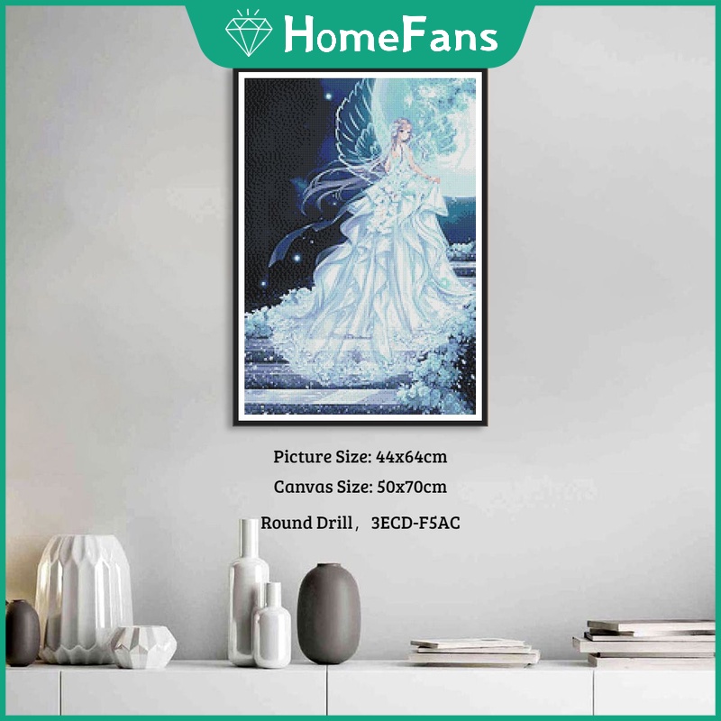 Bộ Tranh Đính Đá 5D Tự Làm Hình Cô Gái Mặc Đầm Cưới Kích Thước 50x70cm