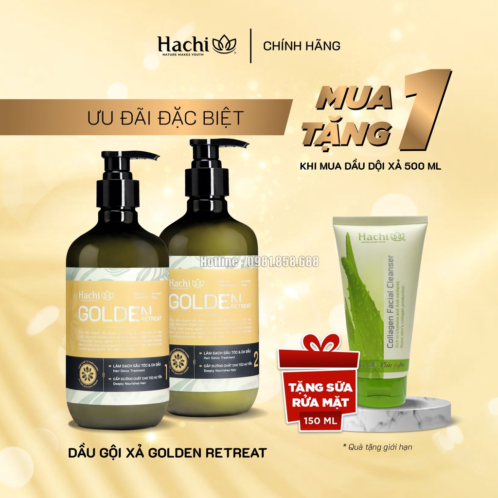 Dầu xả cao cấp 480g dành cho tóc hư tổn (vàng) HACHI VIETNAM ® Goldenretreat
