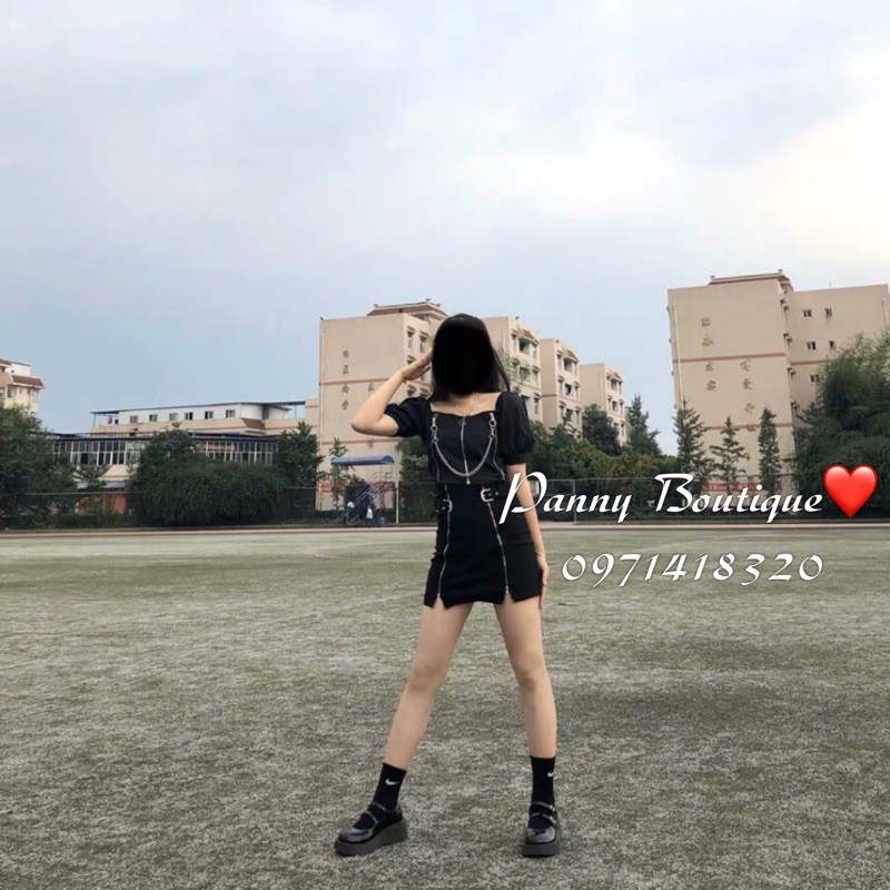 Chân đầm kéo khoá khuy cài cá tính, style ulzzang Hàn Quốc 🌻 Panny Boutique 🌻