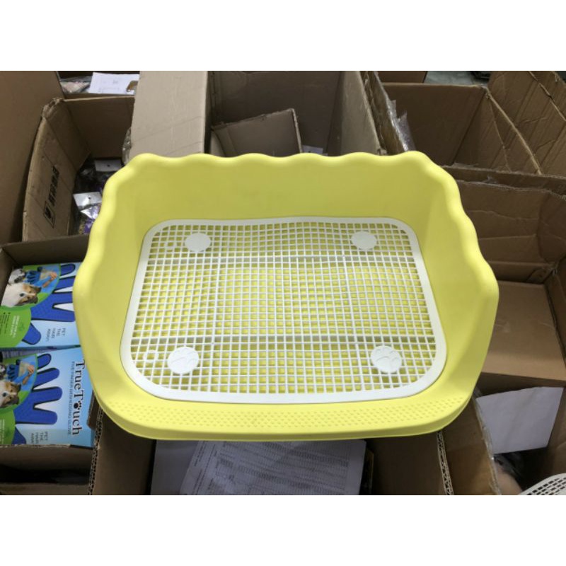 Khay vệ sinh chó có thành size lớn 42x52 cao 15cm kèm trụ