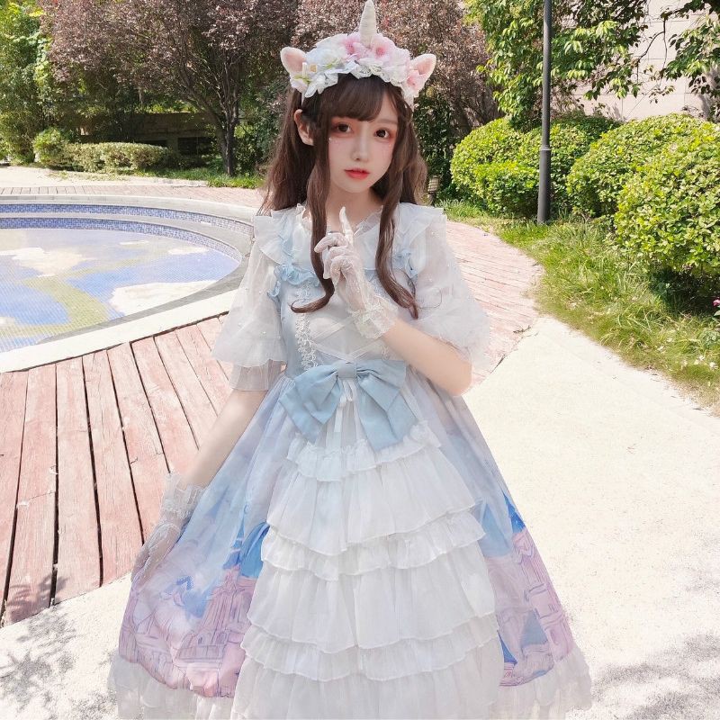 [Có Ảnh Thật - Order Hàng Loại 1] Váy đầm Công chúa Lolita làm kiểu công nương hoàng gia dáng xòe đan nơ 🎀