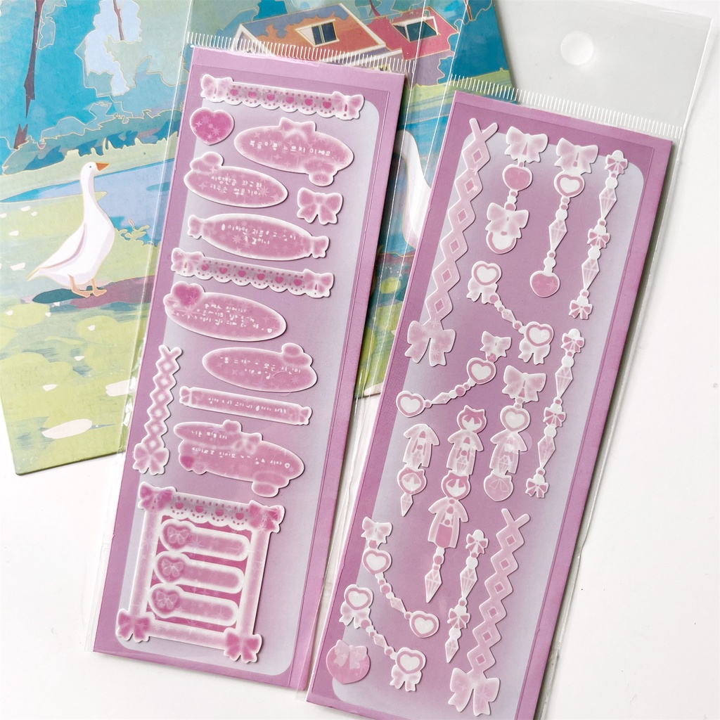 Thẻ Dán Trang Trí Hình Cô Gái Phối Dây Ruy Băng Ren Xinh Xắn