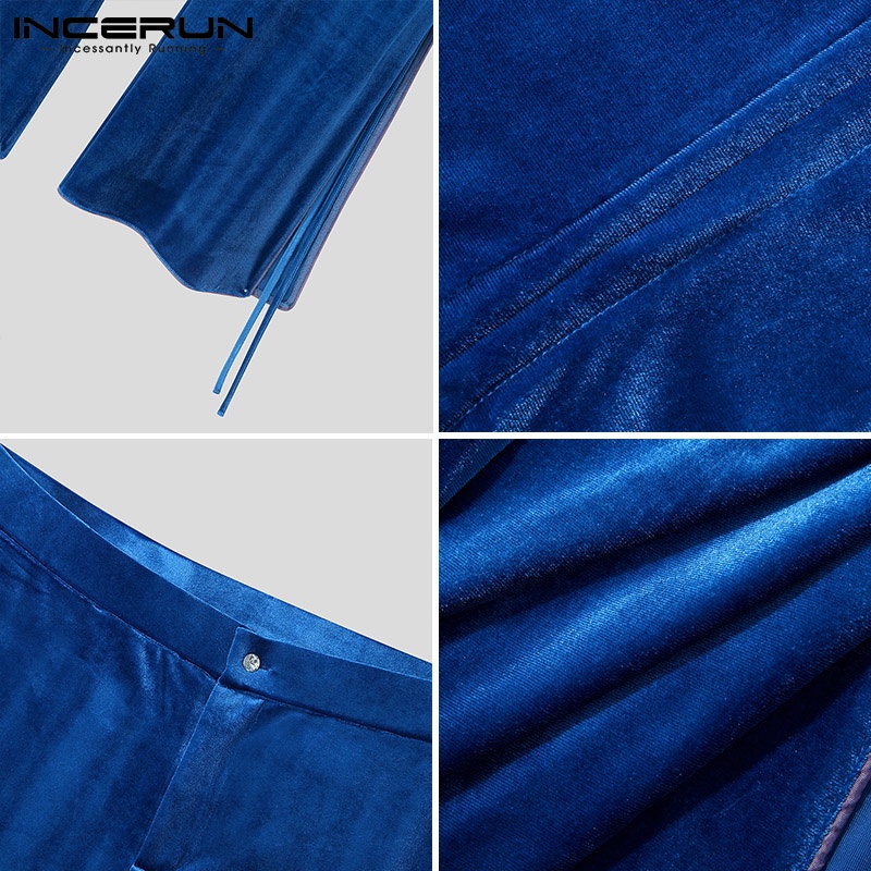 Quần dài INCERUN ống rộng xẻ tà màu trơn thời trang cá tính cho nam