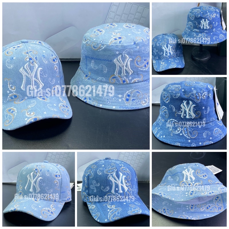 combo nón Jean cặp in 3D - mũ kết lưỡi rin thêu chữ - vành bucket Jean sanh chảnh unisex