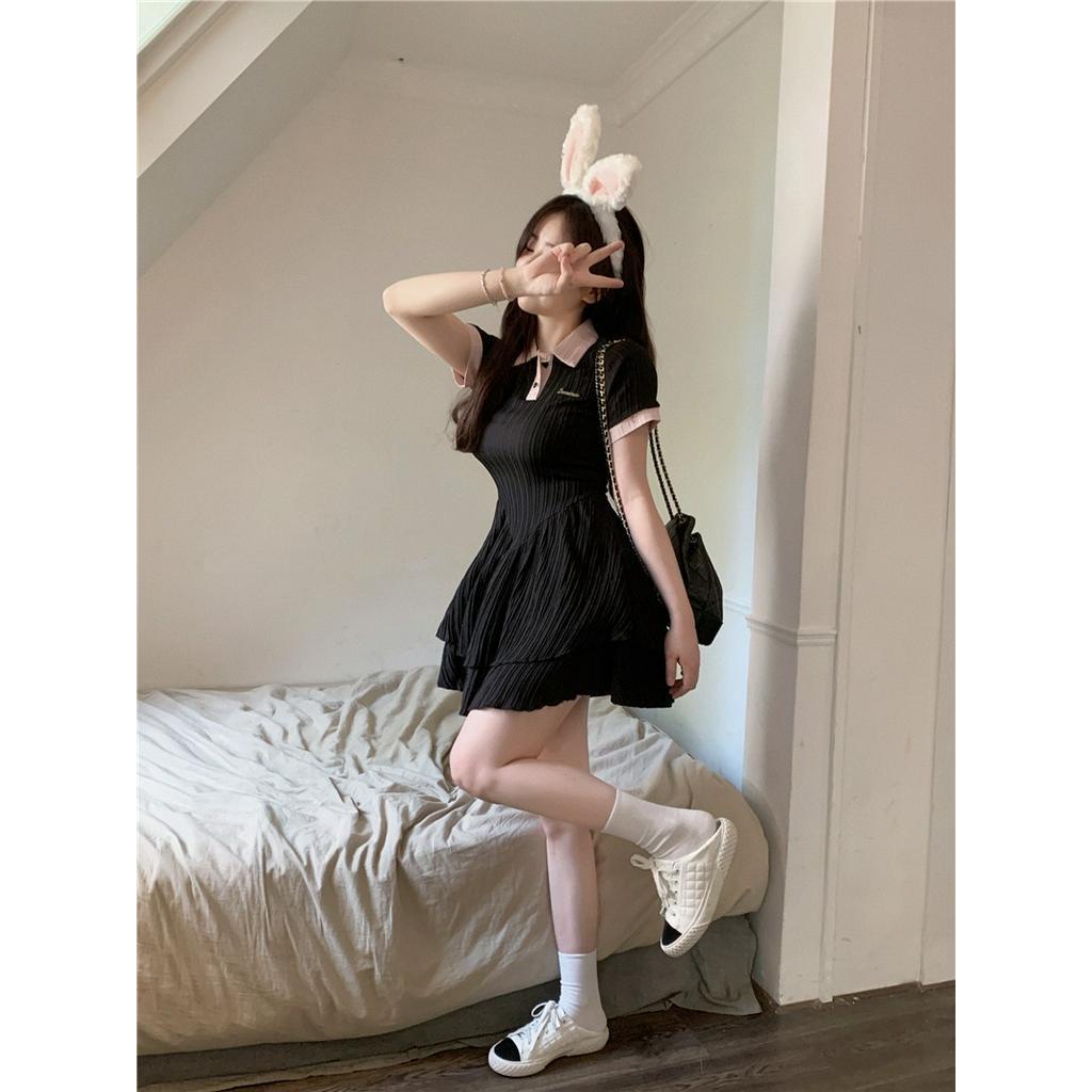 Đầm Tay Ngắn Cột Dây Eo Kiểu Dáng Trẻ Trung Xinh Xắn Dành Cho Nữ