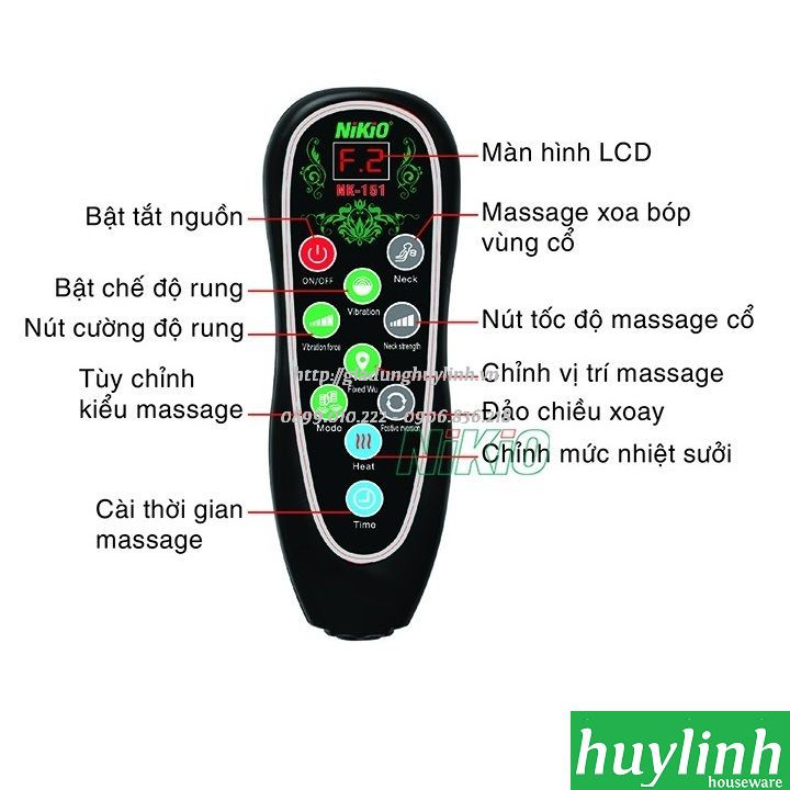 Nệm massage toàn thân Nikio NK-151 - Có hồng ngoại, gối mát xa cổ