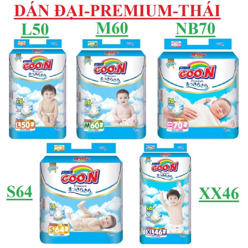 Bỉm Goon Premium Dán S64/M60/L50/XL56 Quần M58/L46/XL42/XXL36)