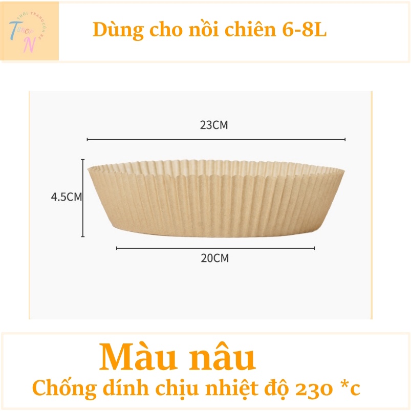 Giấy lót nồi chiên không dầu nến dạng khay 50 tờ theo khuôn phù hợp với nồi chiên không dầu, đa năng tiện dụng