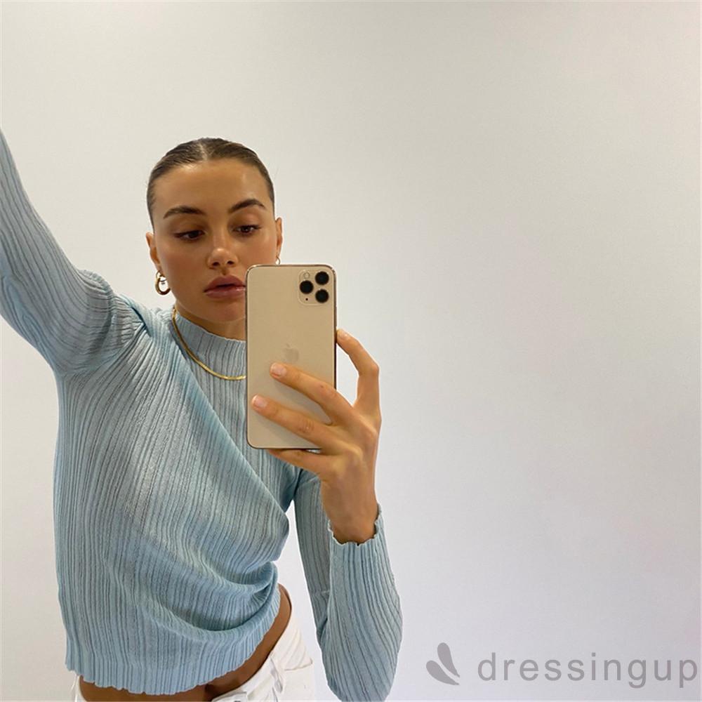 Áo Thun Cổ Tròn Màu Sắc Đơn Giản Cho Nữ