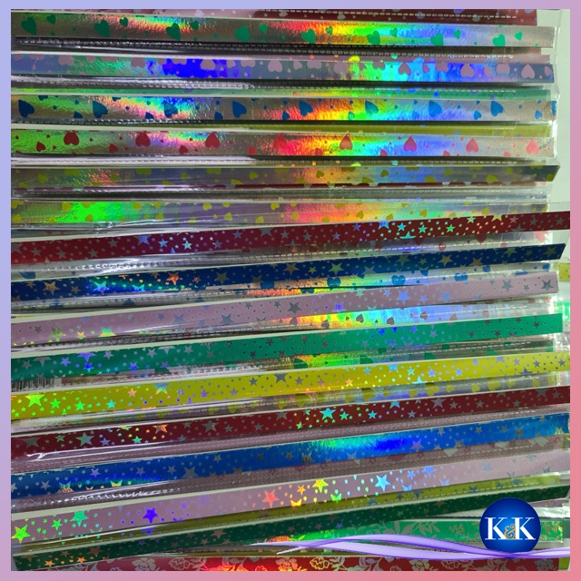 ❧K&K☙ SET 100 giấy xếp ngôi sao kim tuyến đẹp