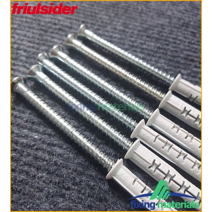 Túi 50 cái tắc kê nhựa cao cấp Friulsider X5- 8x80 (SX tại Ý, kèm theo vít thép bằng mạ kẽm)
