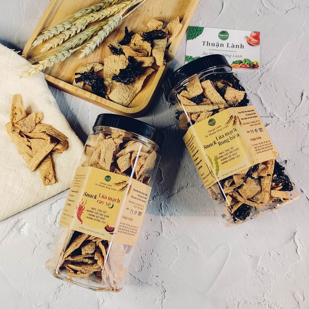 Snack Lúa Mạch Rong Biển - Thuận Lành - Ăn vặt healthy, thuần thực vật, giảm cân