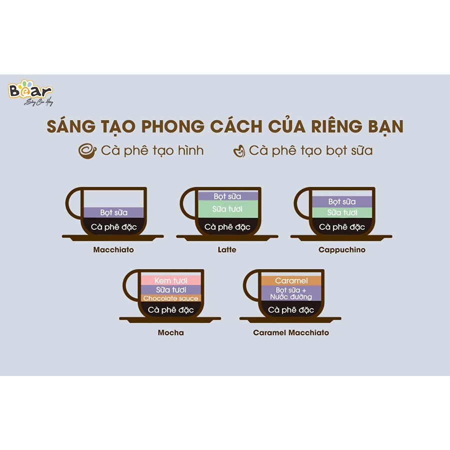 Máy Pha Cà Phê  Capuchino, Espresso Tự Động Bear  CF-B02V1  hàng chính hãng  bảo hành 18 tháng