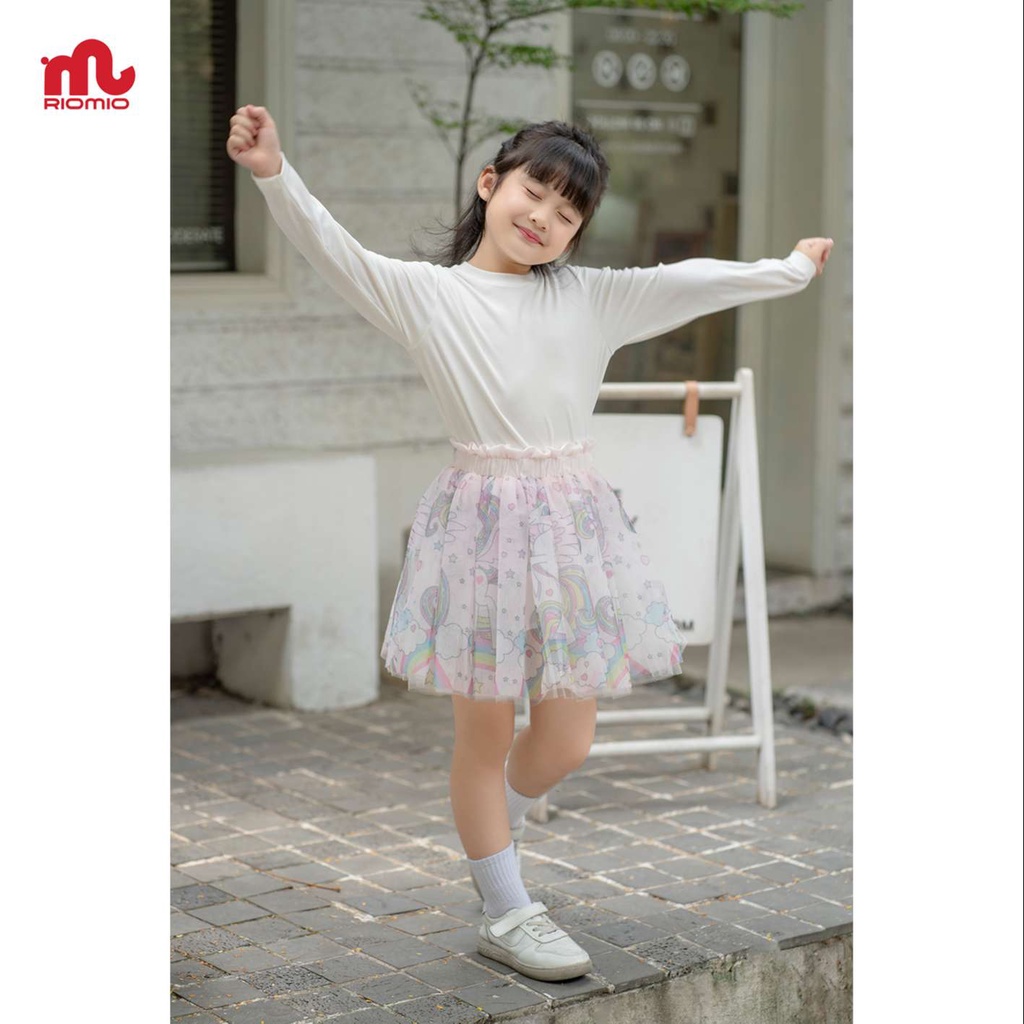 Chân váy cho bé gái 2-8 tuổi size 13-27kg RIOMIO dáng xòe 3 lớp lưới họa tiết xinh xắn