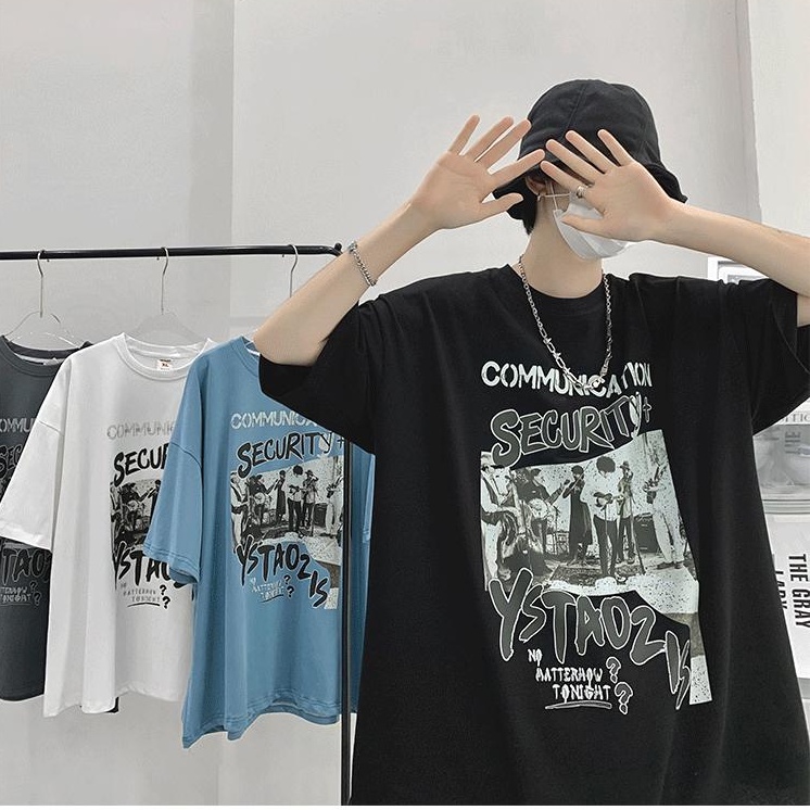 Áo thun tay ngắn dáng rộng size lớn S-8XL phong cách hip hop mới thời trang mùa hè năng động