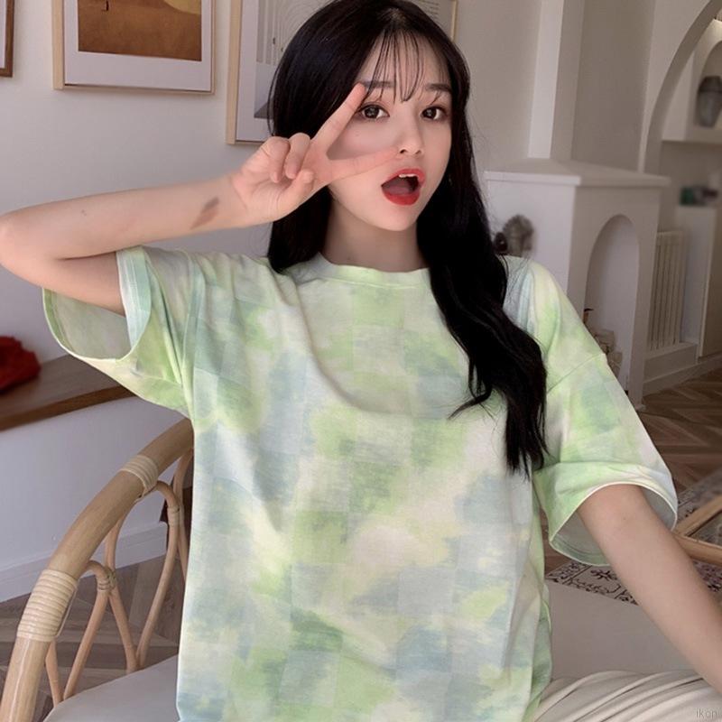 Áo Thun Nữ Ngắn Tay Họa Tiết Caro Thời Trang Hàn Quốc