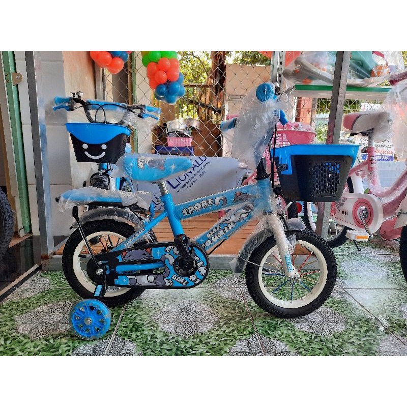 Xe đạp 12, 14, 16 inch màu đỏ cho bé trai và màu hồng dễ thương cho bé gái