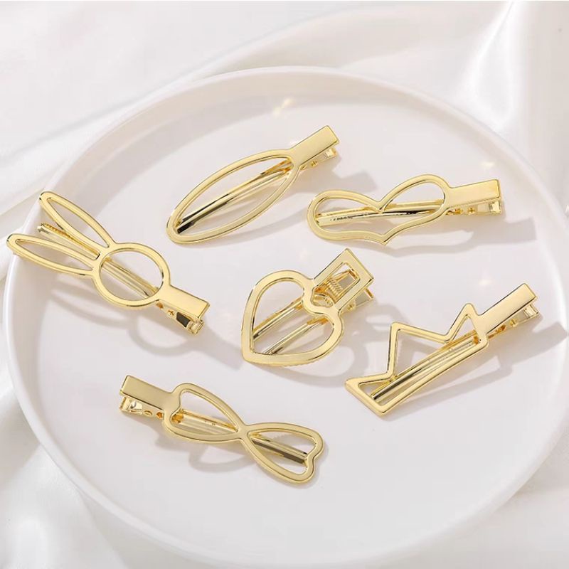 Kẹp tóc kim loại màu vàng đa dạng cho nữ phong cách Hàn Quốc