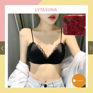 Áo bra phi lụa đệm mỏng viền ren sexy/ Áo bara lụa
