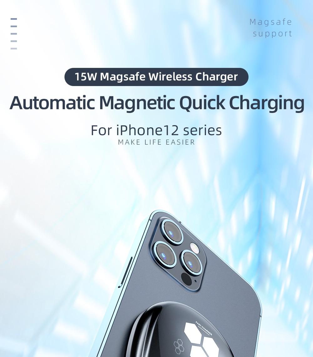 EssagerĐế sạc không dây từ tính  hỗ trợ sạc nhanh 15W Qi Apple iPhone 12 11 Pro Max Mini X