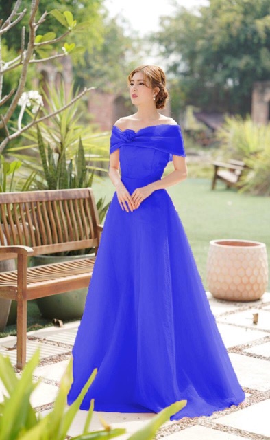 KÈM ẢNH/VIDEO THẬT - Đầm Maxi xoè bẹt vai kết hoa nổi SANG TRỌNG -MS30Y- Size M/L đến 57kg | BigBuy360 - bigbuy360.vn