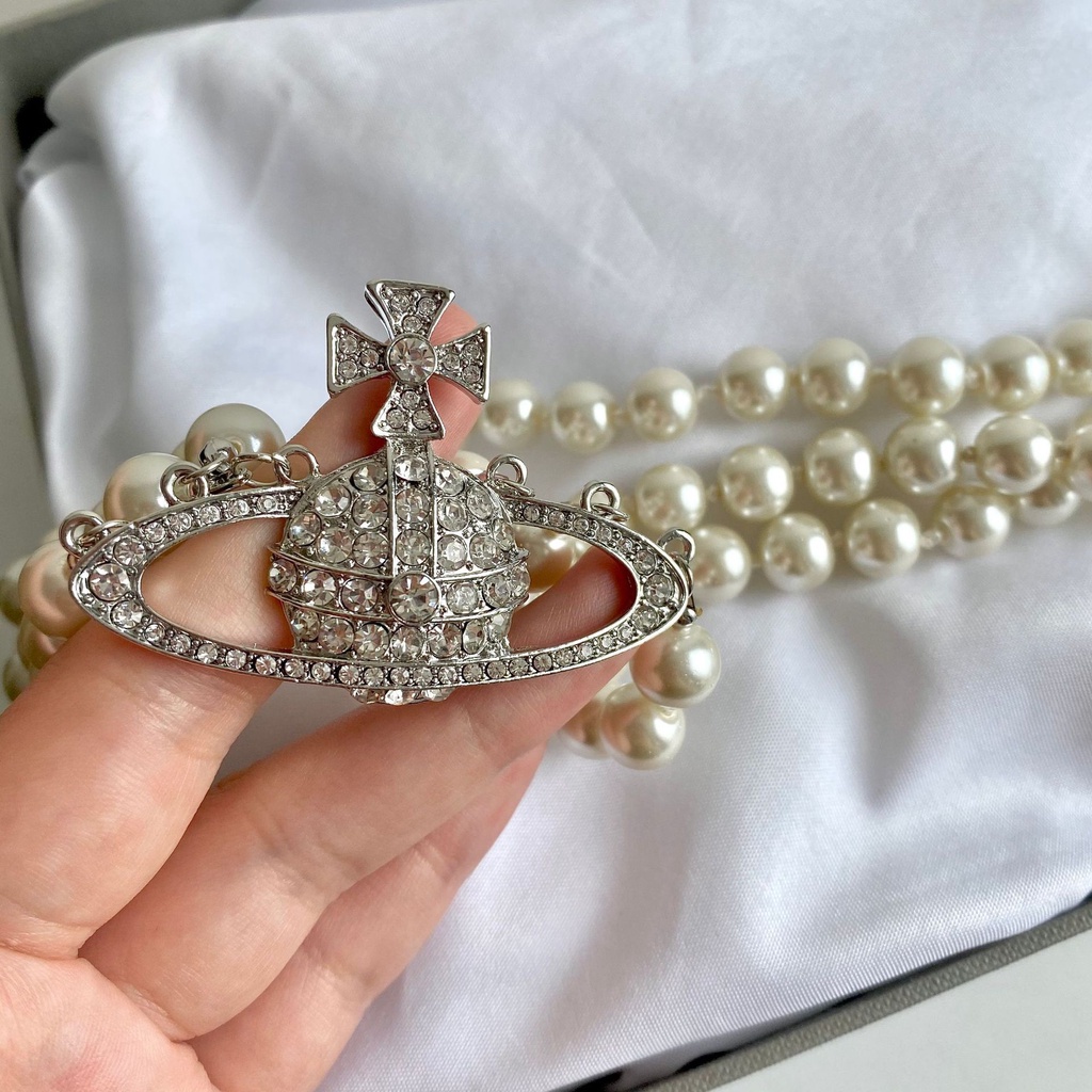 Dây Chuyền Nhiều Lớp Đính Ngọc Trai Thời Trang 19881 Saturn