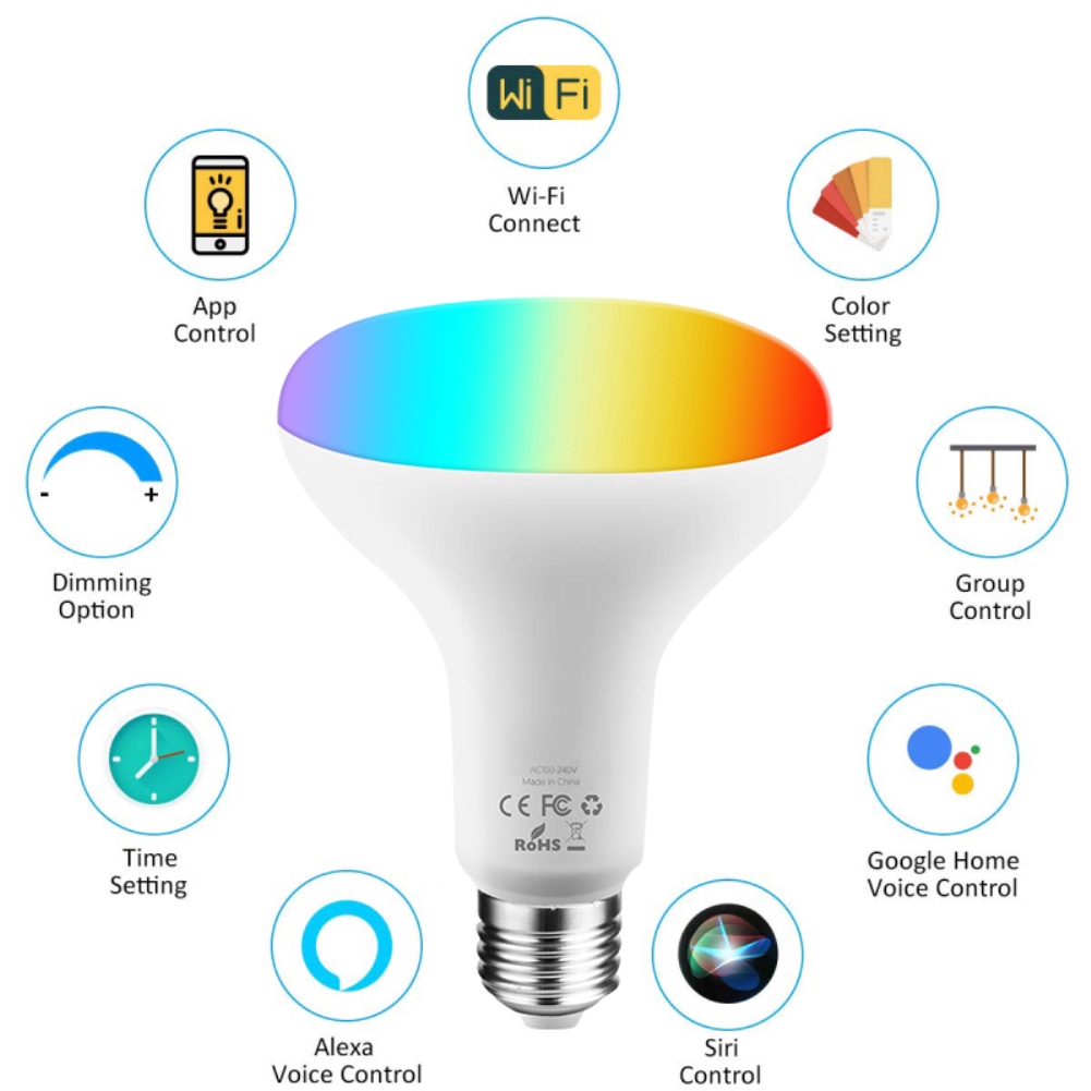Bóng đèn LED RGB tiết kiệm năng lượng kết nối WiFi điều khiển bằng giọng nói