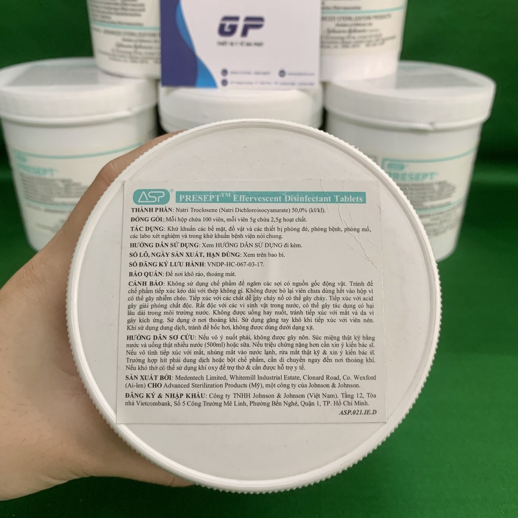 COMBO VIÊN KHỬ KHUẨN PRESEPT 2,5GRAM KHỬ SẠCH BỀ MẶT, DỤNG CỤ VÀ TẨY UẾ