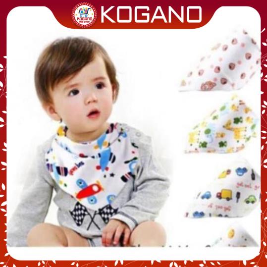 Combo 5 Khăn Cotton Tam Giác Có Cúc Bấm Cho Bé Giữ Ấm Cổ Và Vệ Sinh