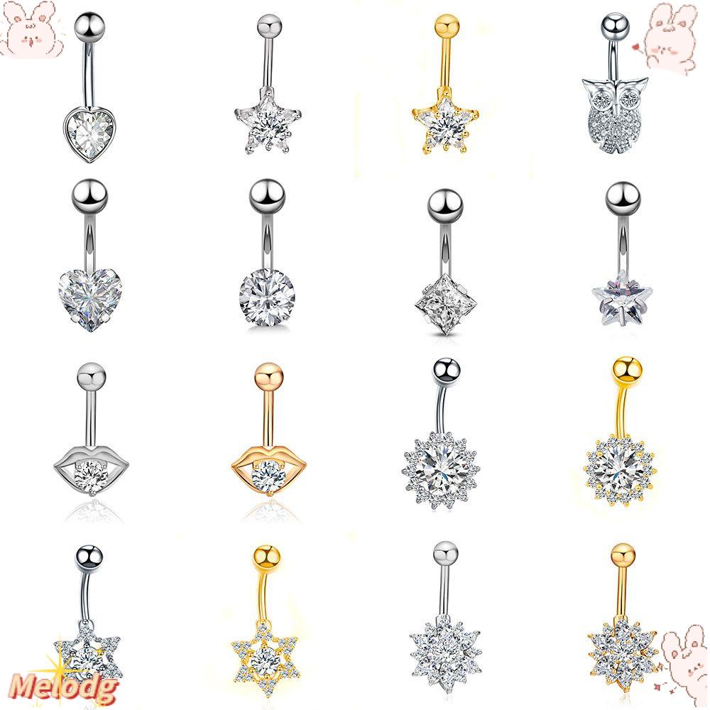Khuyên Xỏ Rốn Bằng Thép Đính Đá Hình Ngôi Sao Năm Cánh Quyến Rũ