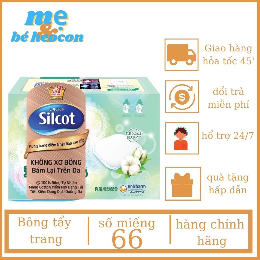 [Chính Hãng 100%] Bông Tẩy Trang Silcot Premium Nhật Bản (66miếng ) +Tẩy Trang Cực Hiệu Qủa + Mevabeheocon123