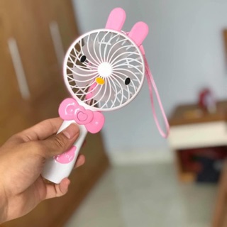 Quạt mini cầm tay tai thỏ cute cho trẻ em