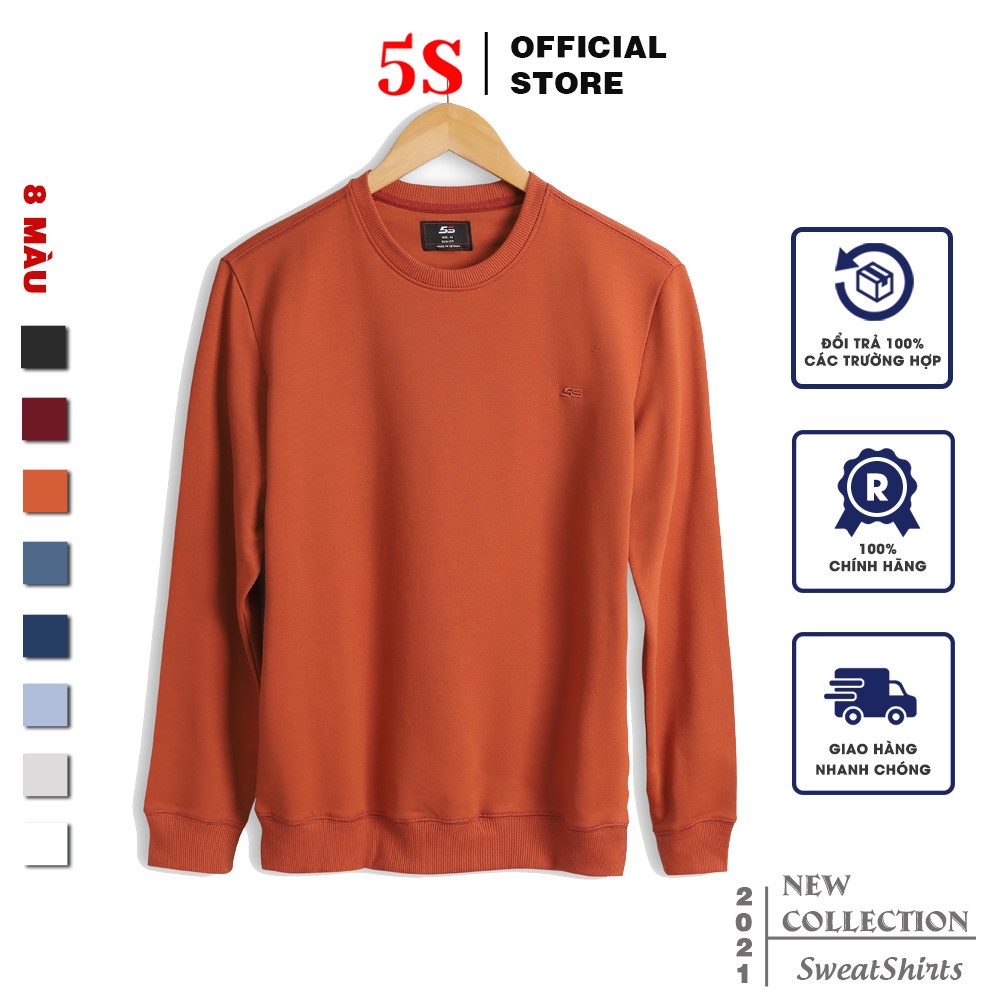 Áo Nỉ Nam 5S Cổ Tròn (6 màu), Chất Cotton Cao Cấp, Vải Trơn, Phom Ôm Trẻ Trung, Màu Sắc Cơ Bản Dễ Phối Đồ (ANI21013-5)
