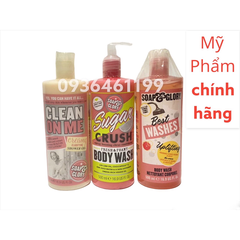 (Mẫu Mới-Chính hãng)Sữa tắm Soap and Glory Clean on me 500ml (Sản xuất tại Anh)