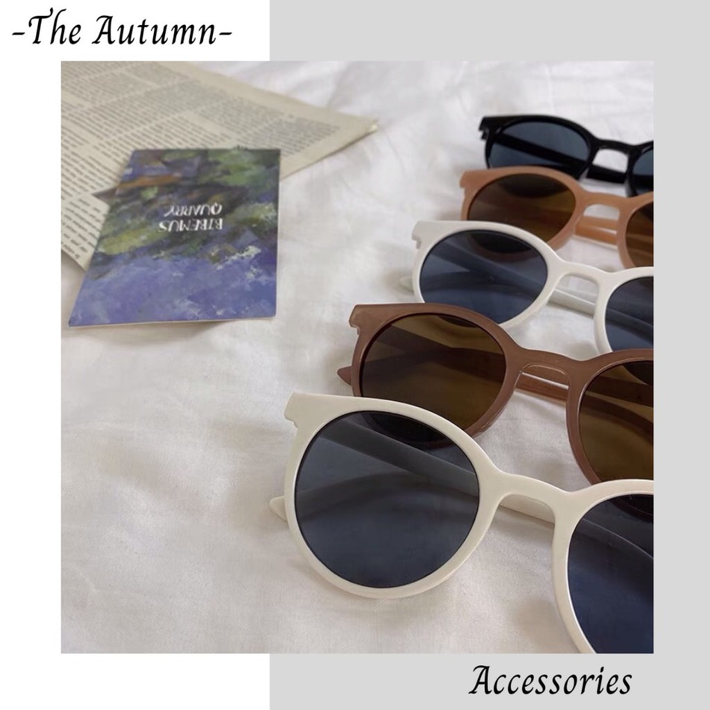 Kính râm nhiều màu gọng tròn mắt mèo chống tia UV phong cách thời trang cho nam và nữ - The Autumn Accessories