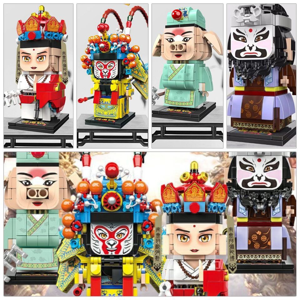 Mô hình Tây Du Ký set 4 nhân vật thầy trò Đường Tăng phiên bản Hý Kịch lego lắp ghép