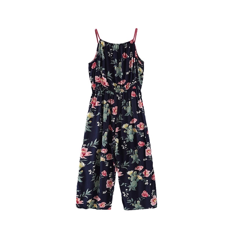 [SIZE ĐẠI] Jumpsuit tole lanh HM hoa đen xuất xịn cho bé gái