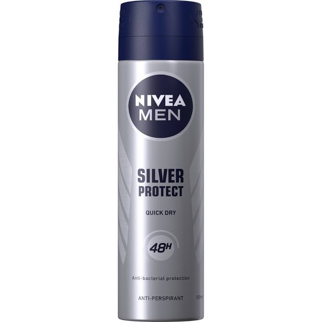 Xịt khử mùi Nivea Men Silver Protect 150ml phân tử bạc ngăn khuẩn gây mùi vượt trội