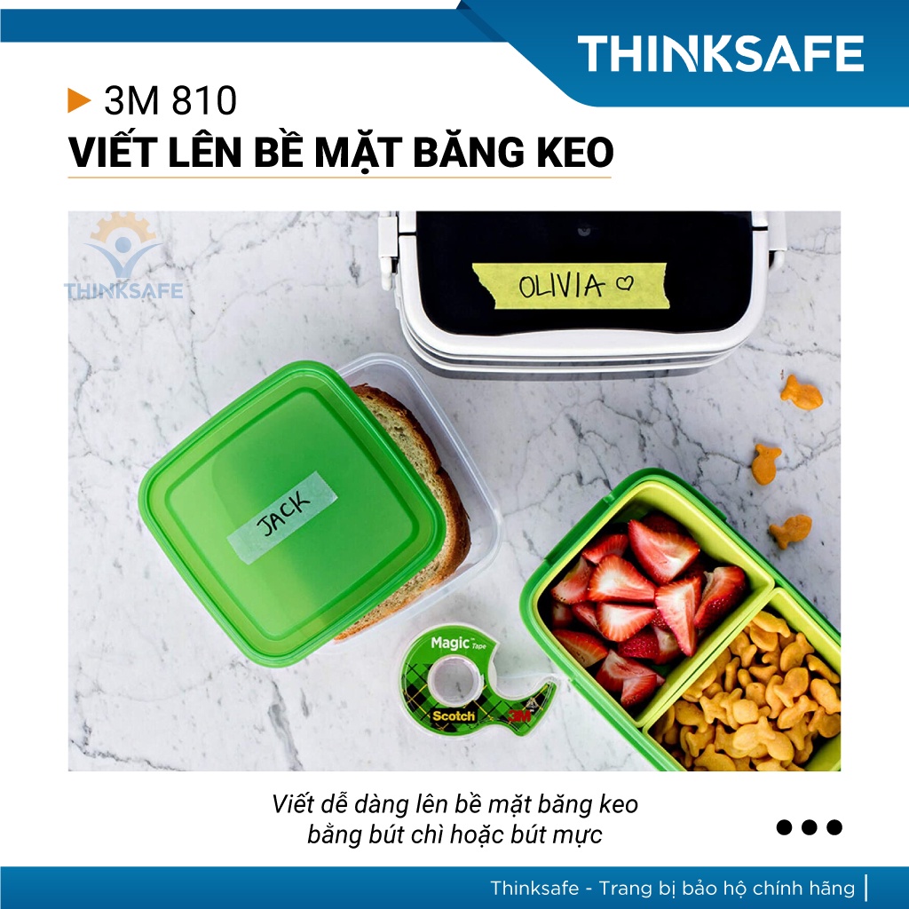 Băng keo 3M Scotch Magic Tape 810, thiết kế vô hình, dùng được cho photo, kích thước 19mm x 32.9m - Thinksafe