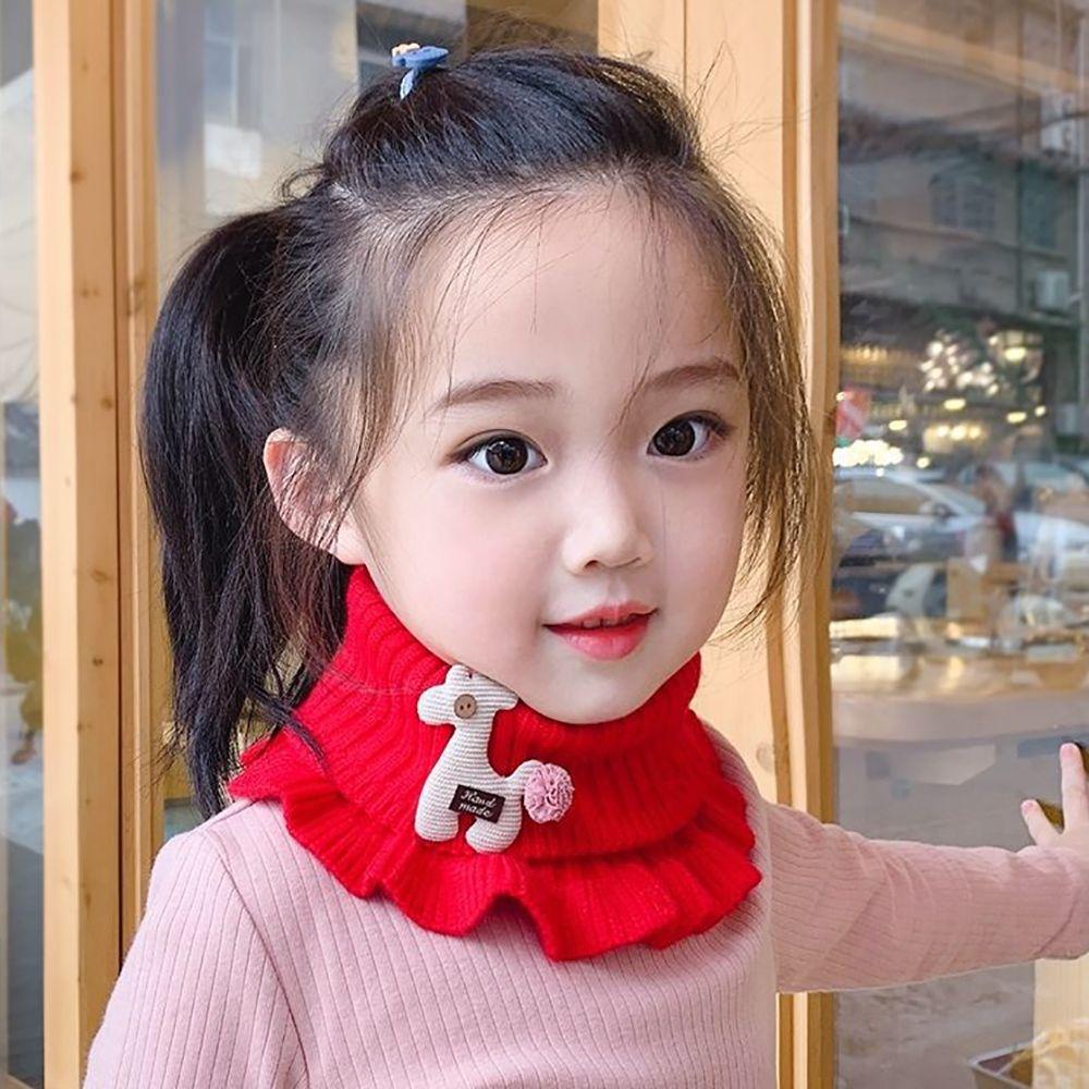 Khăn Choàng Cổ Đan Len Dày Dặn Giữ Ấm Họa Tiết Hoạt Hình Dễ Thương Thời Trang Mùa Đông Cho Bé Gái