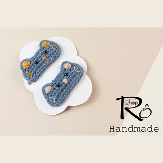 Kẹp tóc cute hình chú mèo Tom, cặp tóc mái len Handmade 5cm[Hàng sẵn- Ảnh thật]