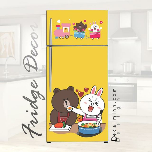 [MẪU MỚI 2021] Decal 3D dán Cửa Tủ Lạnh chống thấm cao cấp (60x130cm/150cm/180cm)