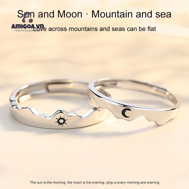 ✨✨Nhẫn hở họa tiết mặt trăng ngôi sao dáng mảnh dễ thương thanh lịch đơn giản phong cách vintage cho cặp đôi
