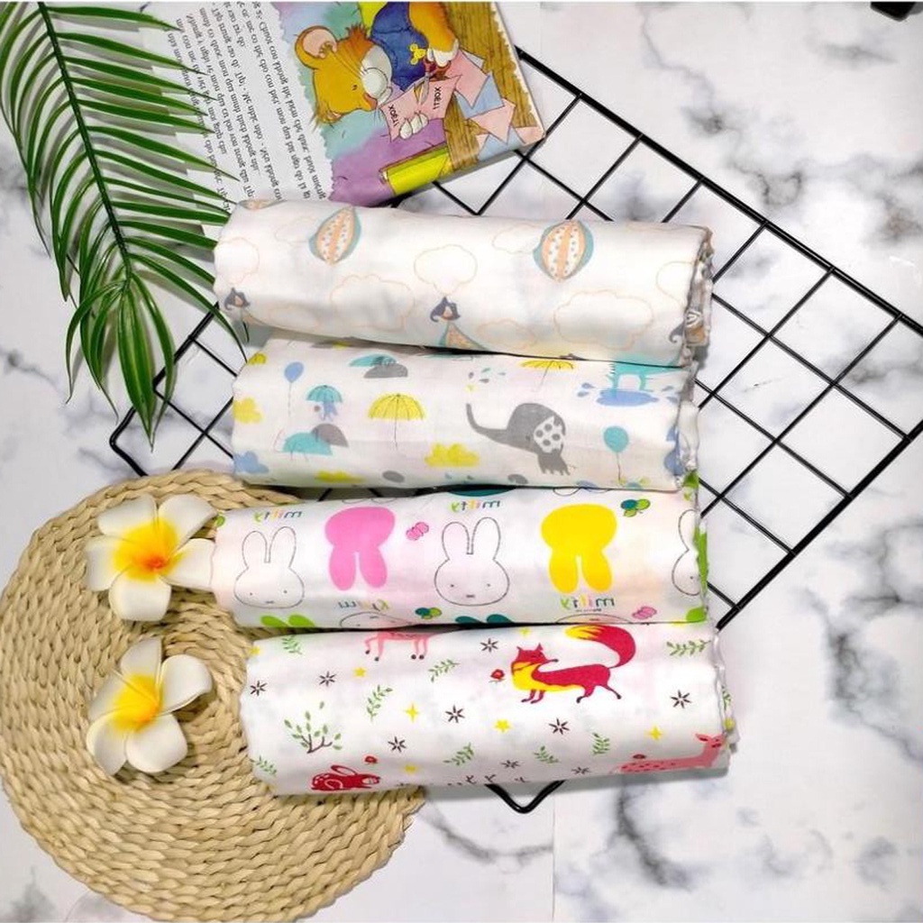 Khăn xô 4 lớp, Khăn tắm Baby xuất nhật 100% cotton siêu thấm hút cho bé Kích thước 75*75cm