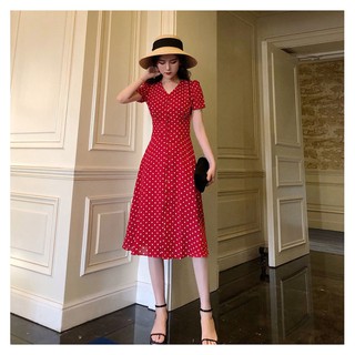 ❣️freeship❣️đầm vintage chấm bi