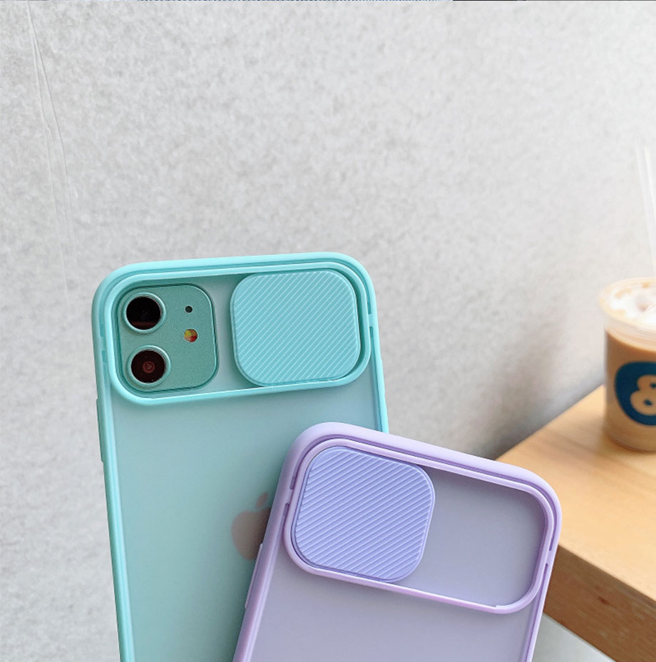 Slide Camera Lens Protection Phone Case For iPhone 6 6S 7 8 Plus XS Max XR 11 Pro Max SE2020 Color Candy Soft Cover Gift